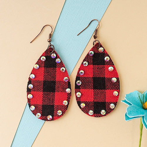 RED BUFFALO PLAID EARRINGS