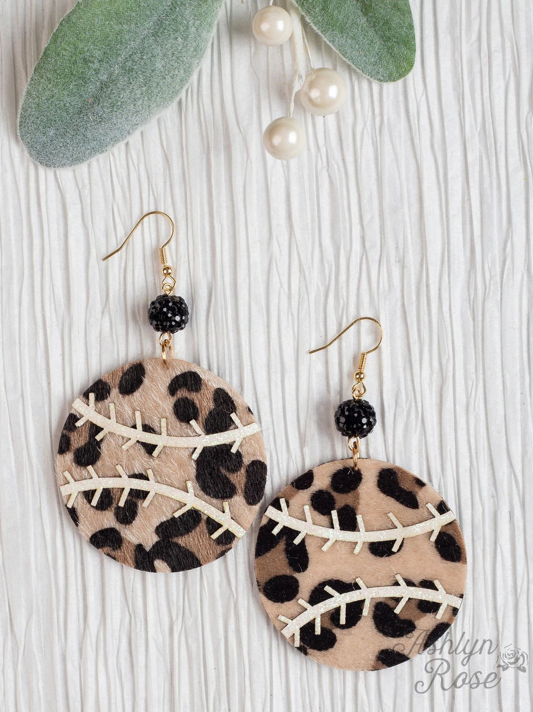 LEOPARD BASEBALL EARRINGS