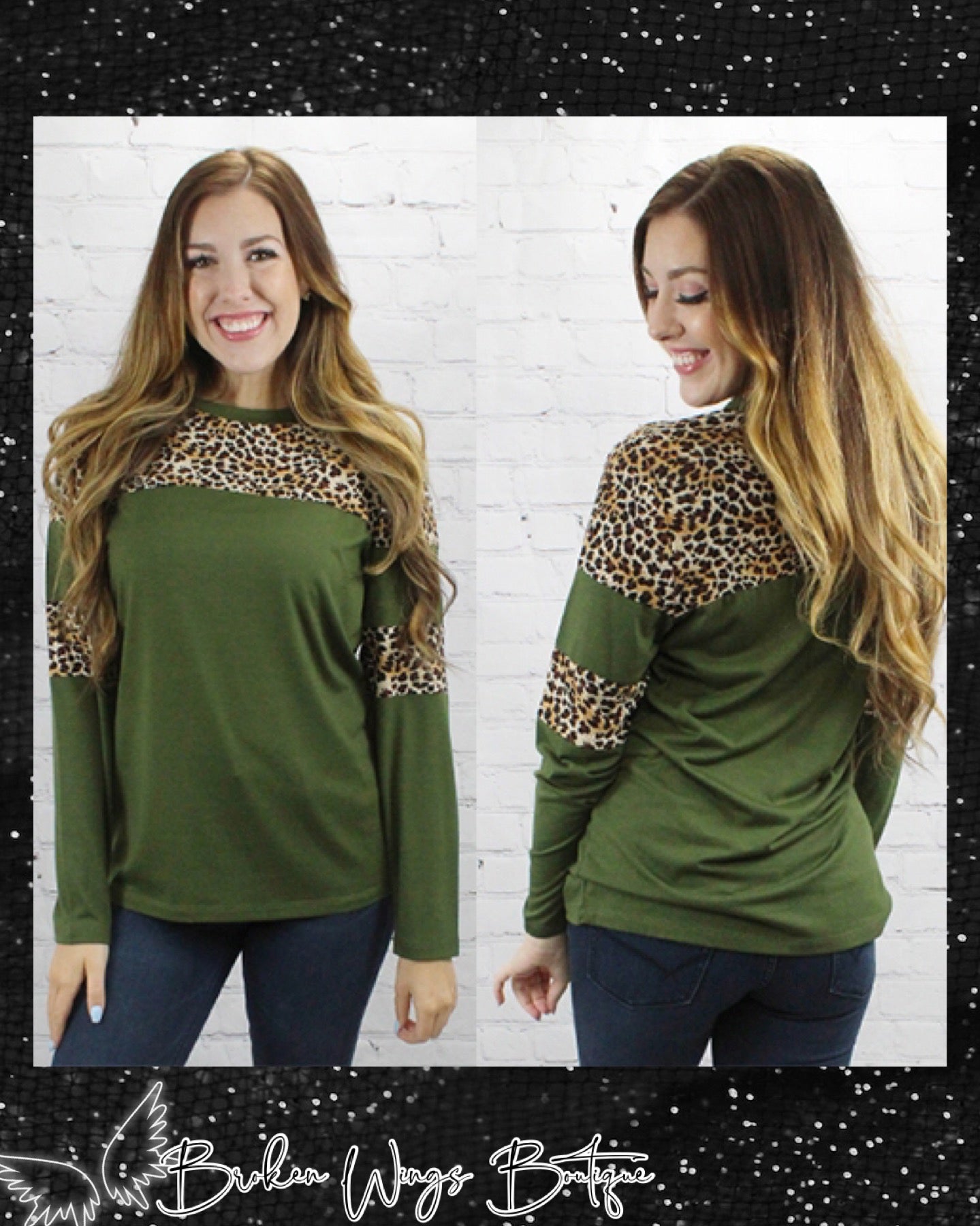 LONG SLEEVE OLIVE/LEOPARD TOP