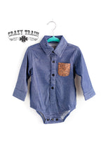 Load image into Gallery viewer, {KIDS} LEATHER LITTLE DENIM TOP
