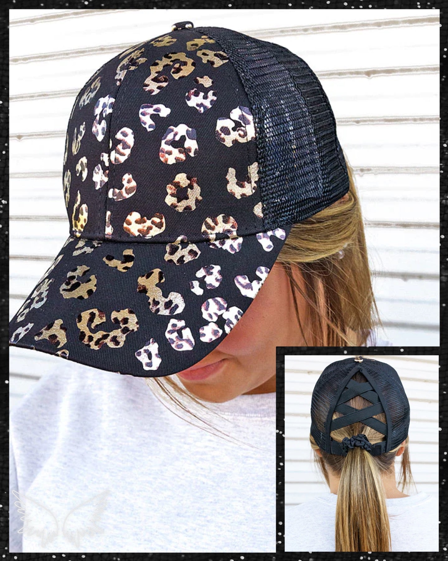 LYLAH LEOPARD MESH PONYTAIL CAP