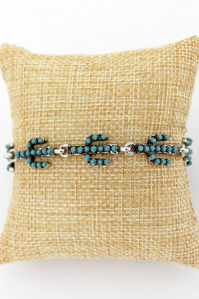 TURQUOISE BEADED CACTUS BRACELET