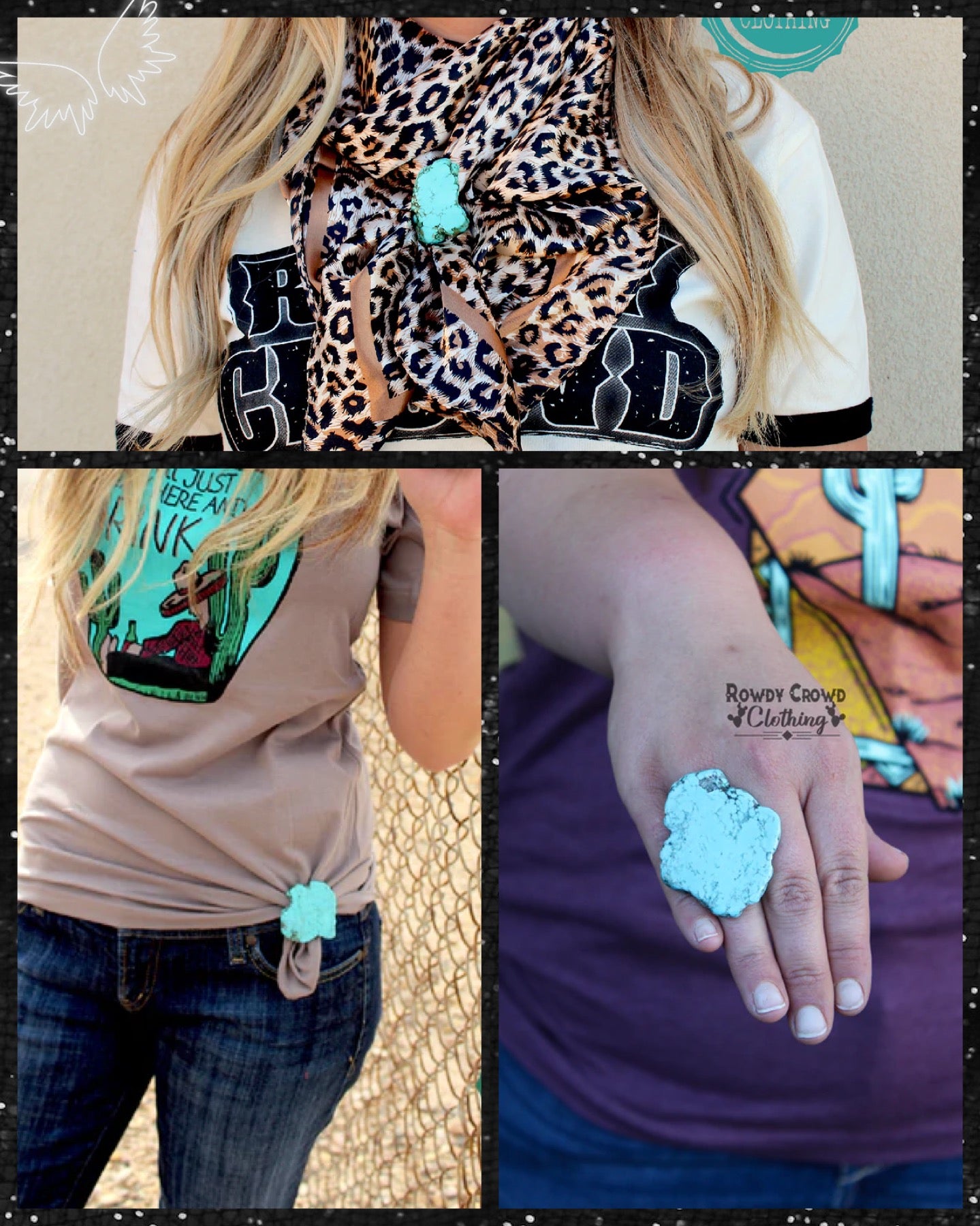 TURQUOISE TEE CLIP/SCARF SLIDER