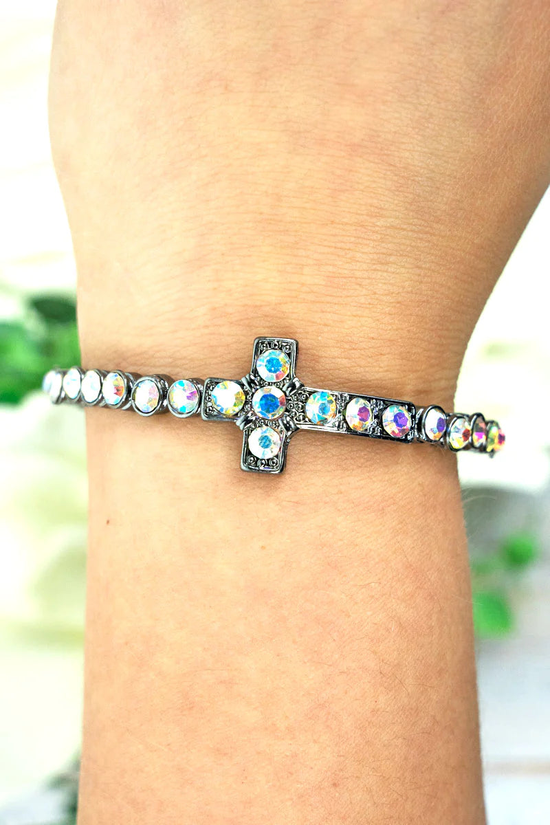 CRYSTAL CROSS BANGLE